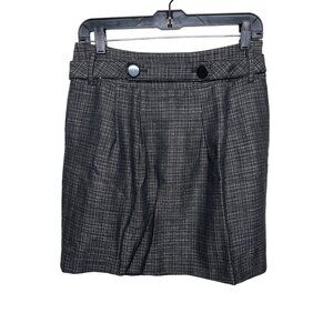 Ann Taylor Plaid Mini Pencil Skirt Women’s 4 Black Gray Work Office Classic